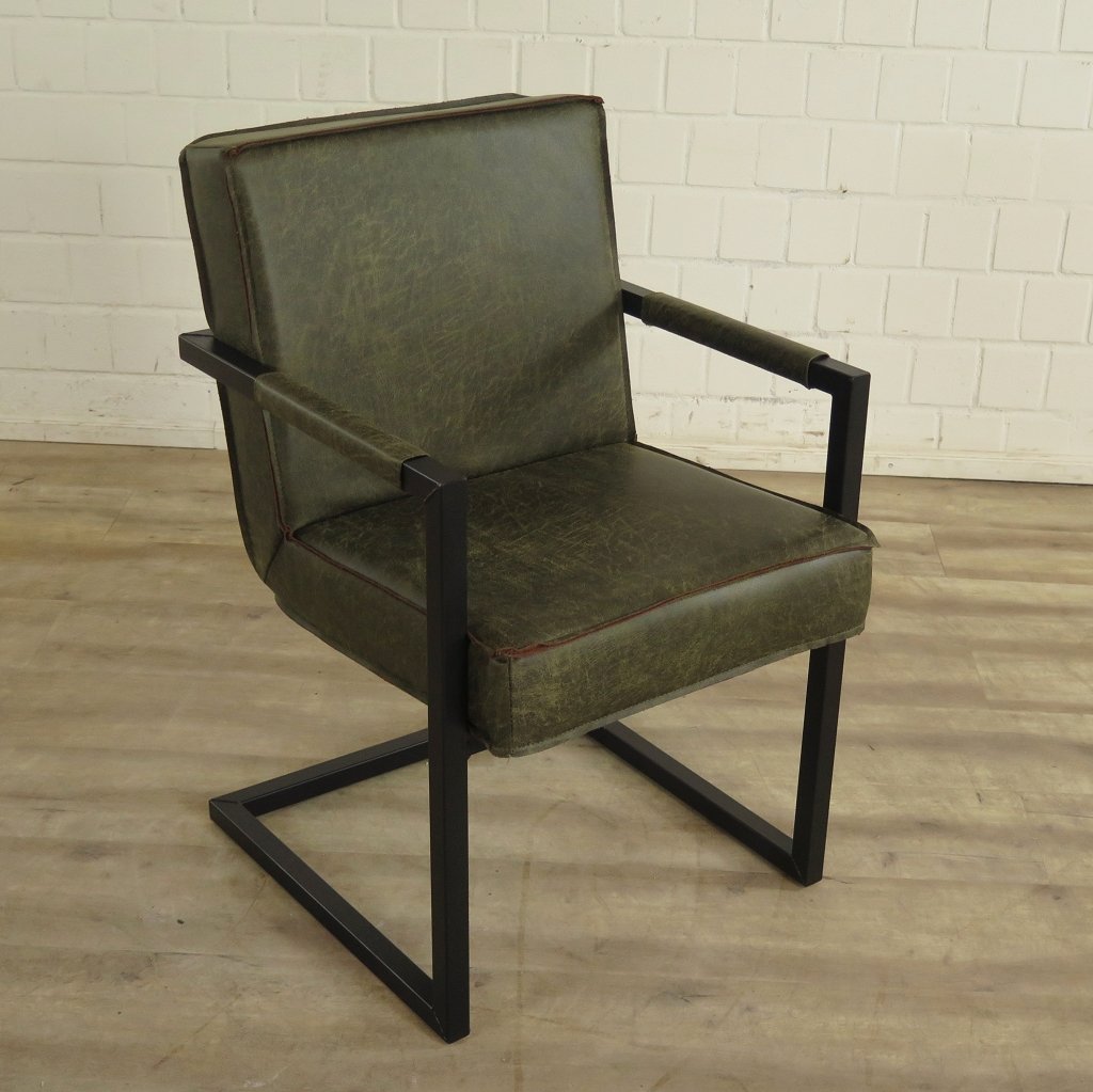Stuhl Set Industrial Design Leder Grün
