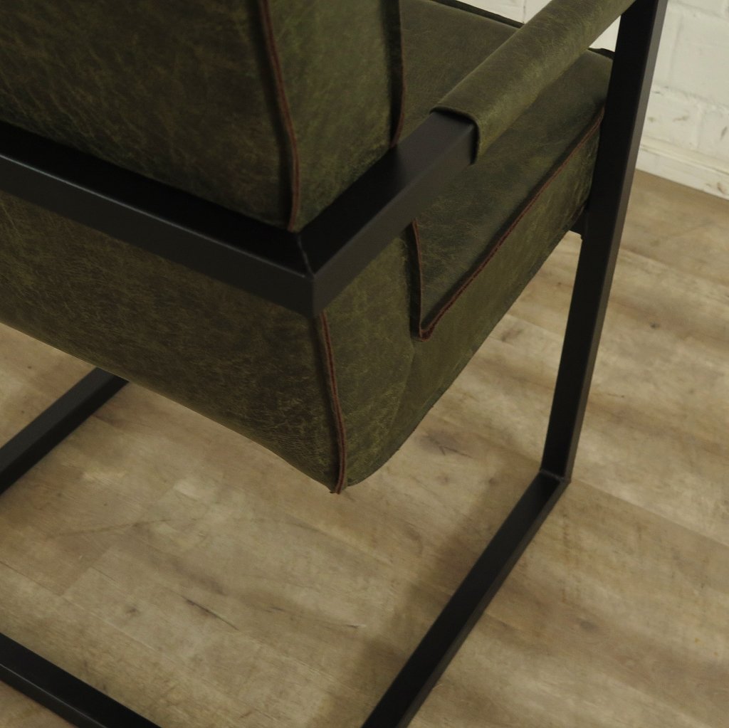 Stuhl Set Industrial Design Leder Grün