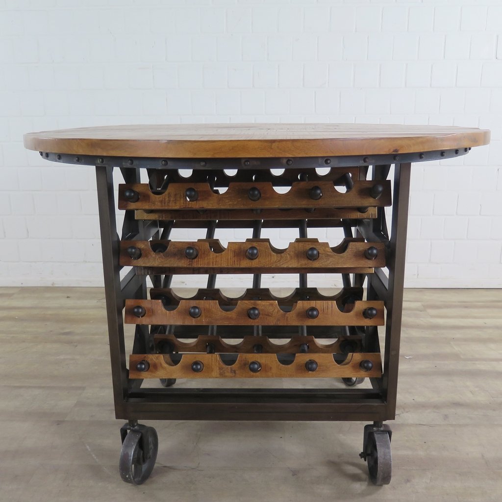 Weinschrank Flaschenregal Mangoholz Ø 1,12 m