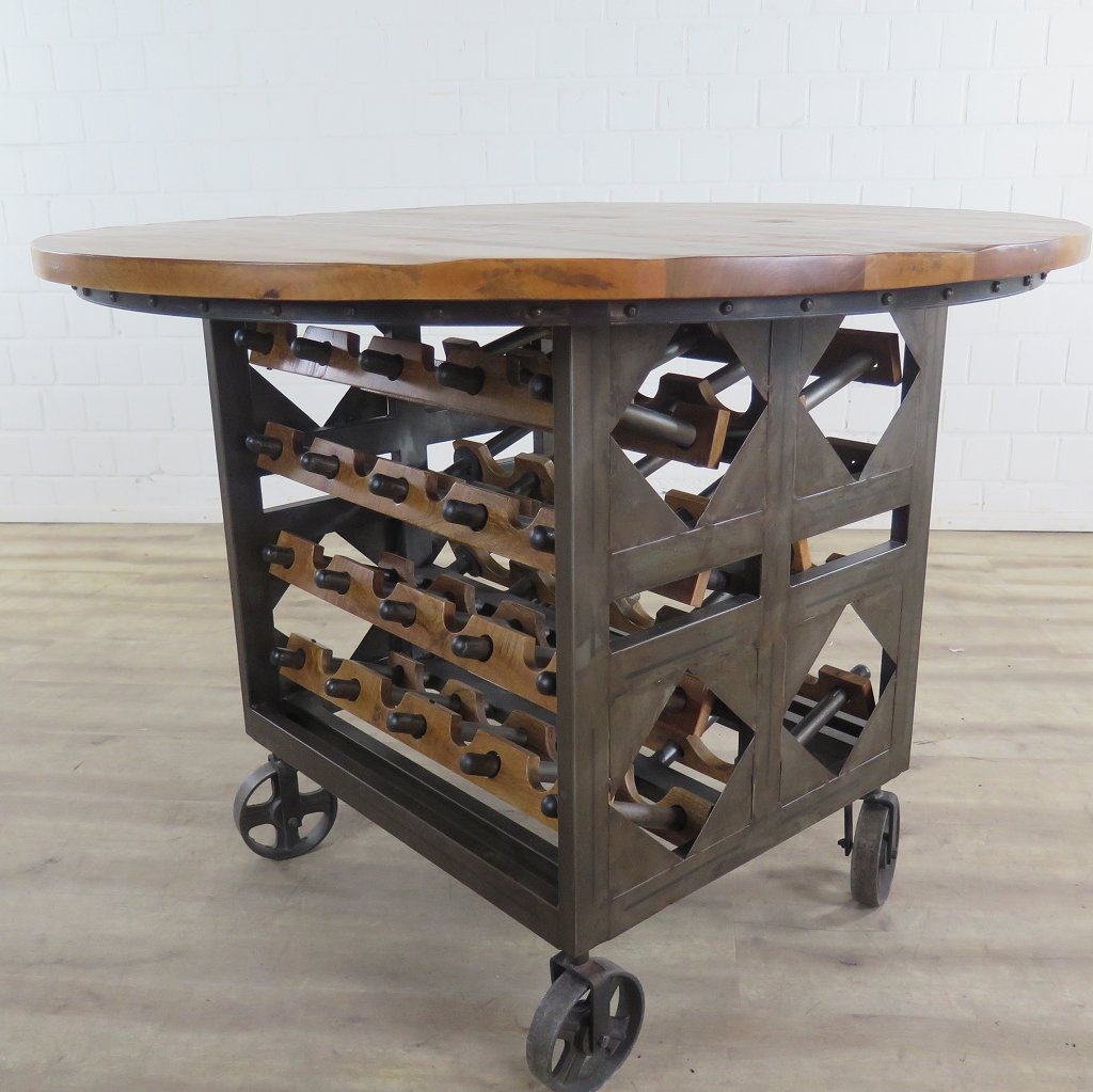 Weinschrank Flaschenregal Mangoholz Ø 1,12 m