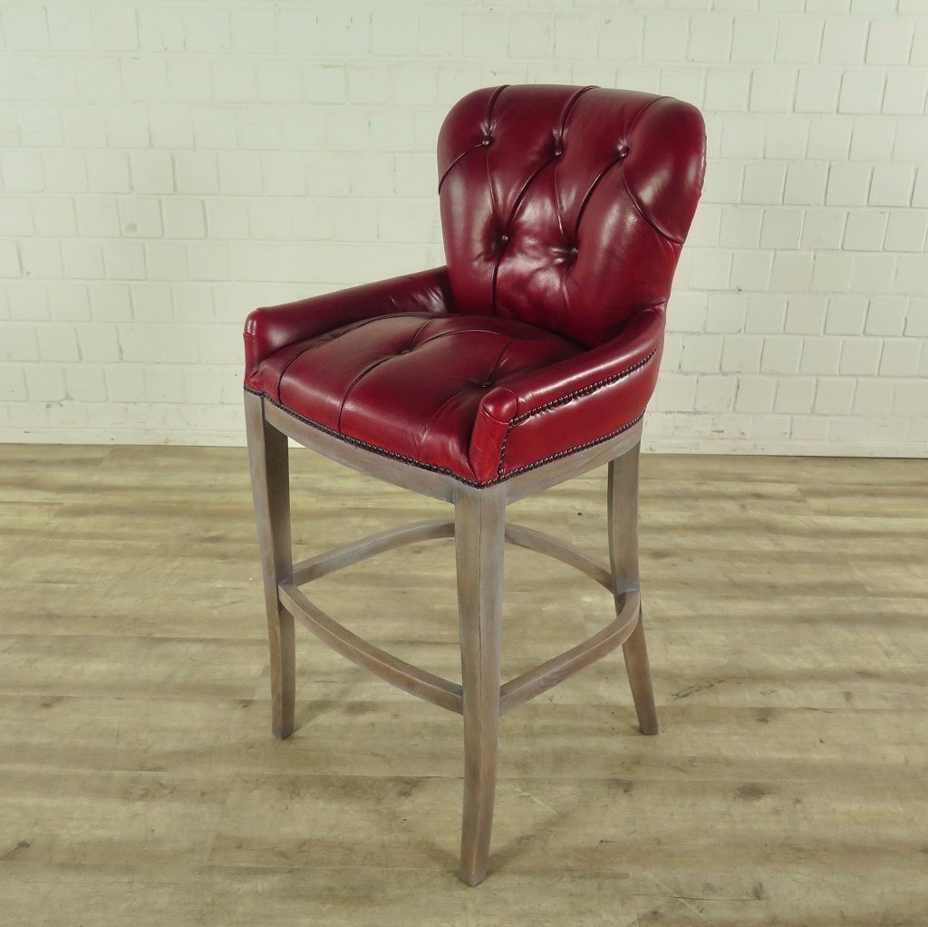 Chesterfield Barhocker Barsessel Leder Rot