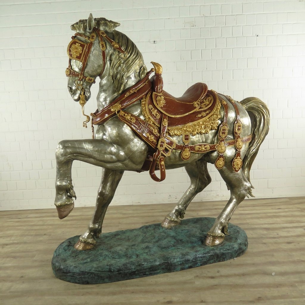 Skulptur Dekoration Set Pferde Bronze 2,10 m