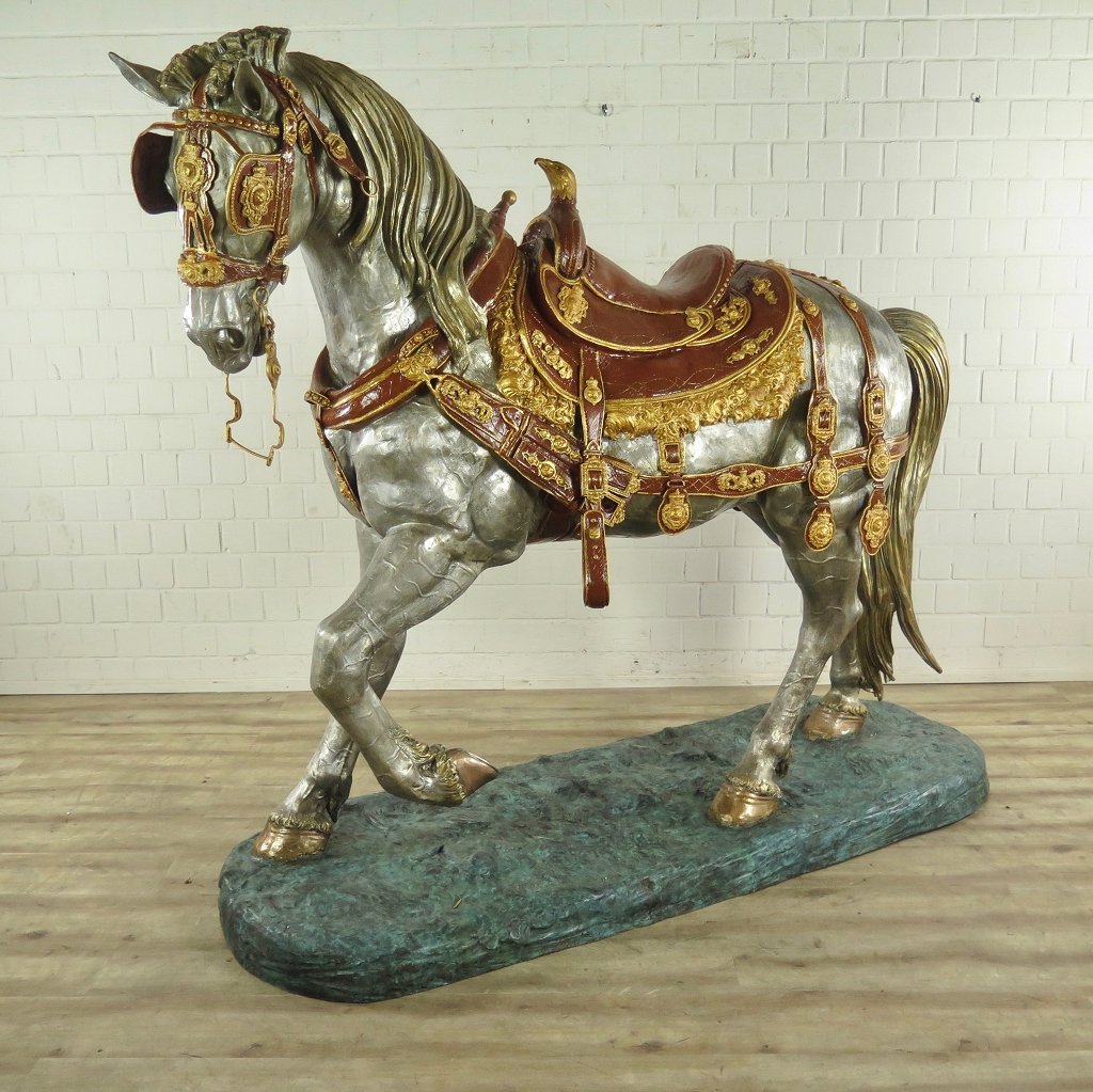 Skulptur Dekoration Set Pferde Bronze 2,10 m