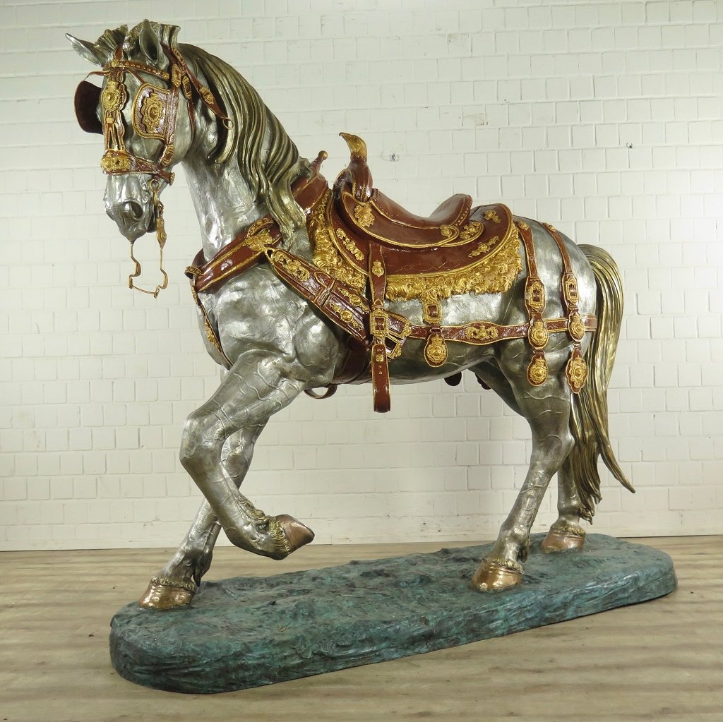 Skulptur Dekoration Set Pferde Bronze 2,10 m