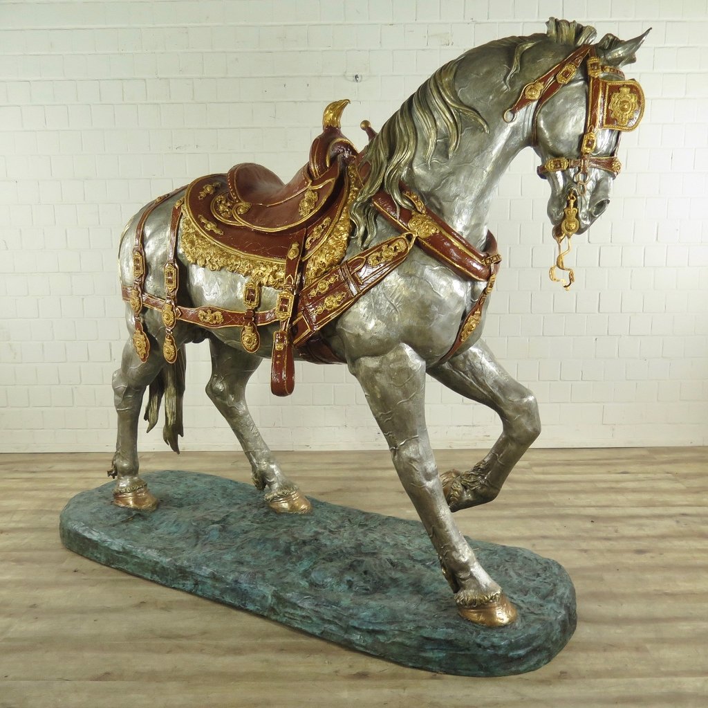 Skulptur Dekoration Set Pferde Bronze 2,10 m