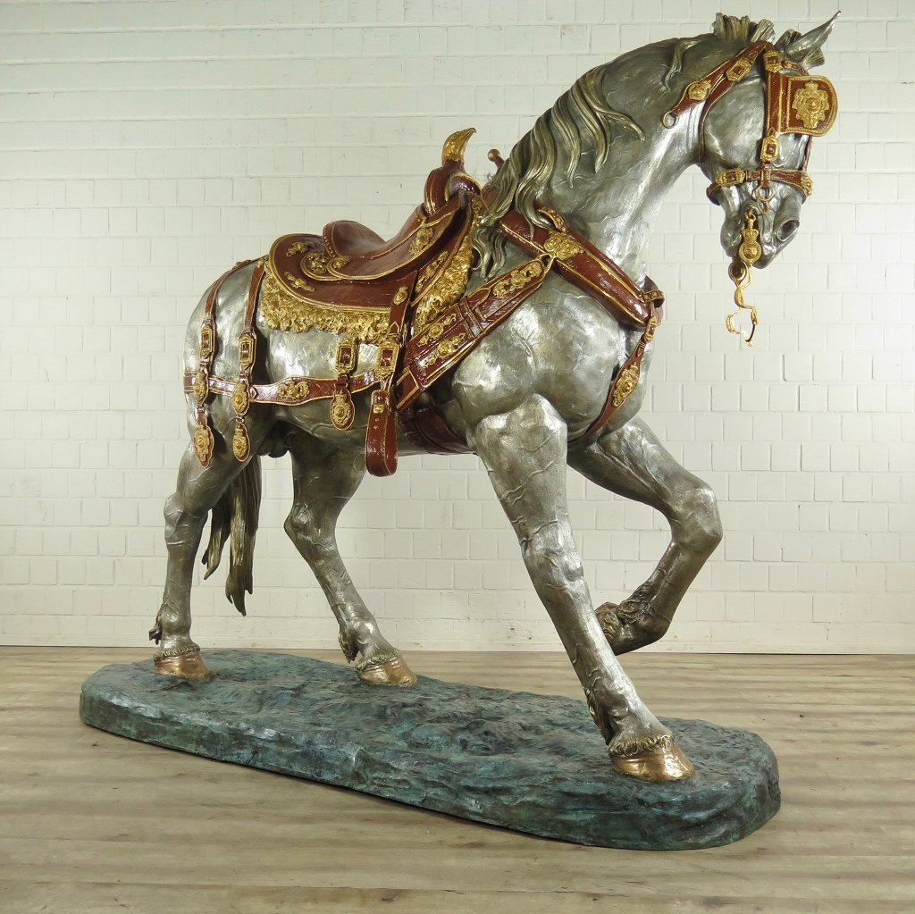 Skulptur Dekoration Set Pferde Bronze 2,10 m