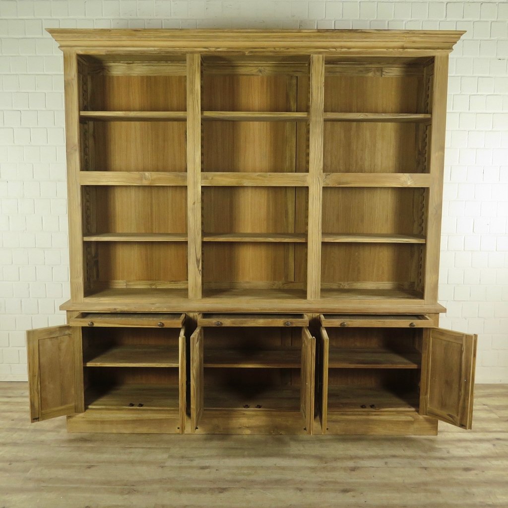 Bibliotheksschrank Wandregal 2,40 m Teakholz