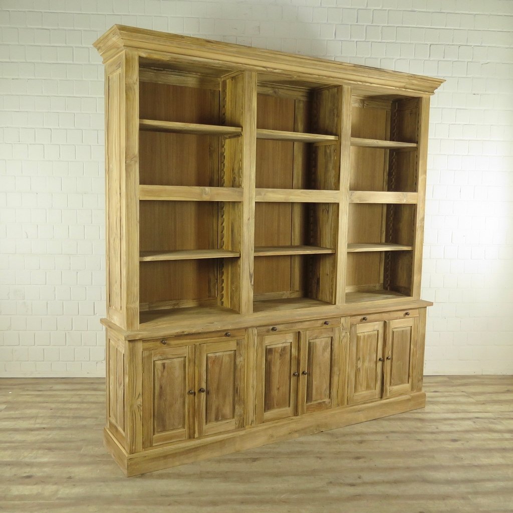 Bibliotheksschrank Wandregal 2,40 m Teakholz