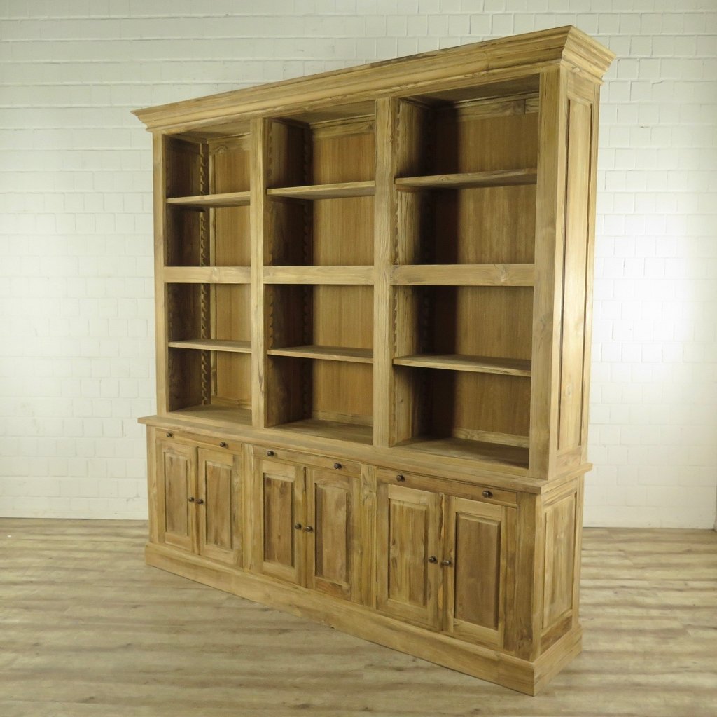 Bibliotheksschrank Wandregal 2,40 m Teakholz