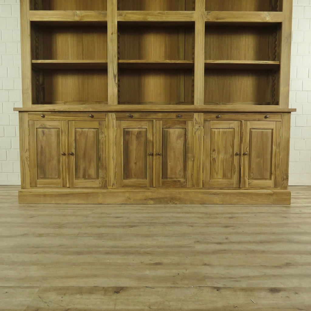 Bibliotheksschrank Wandregal 2,40 m Teakholz