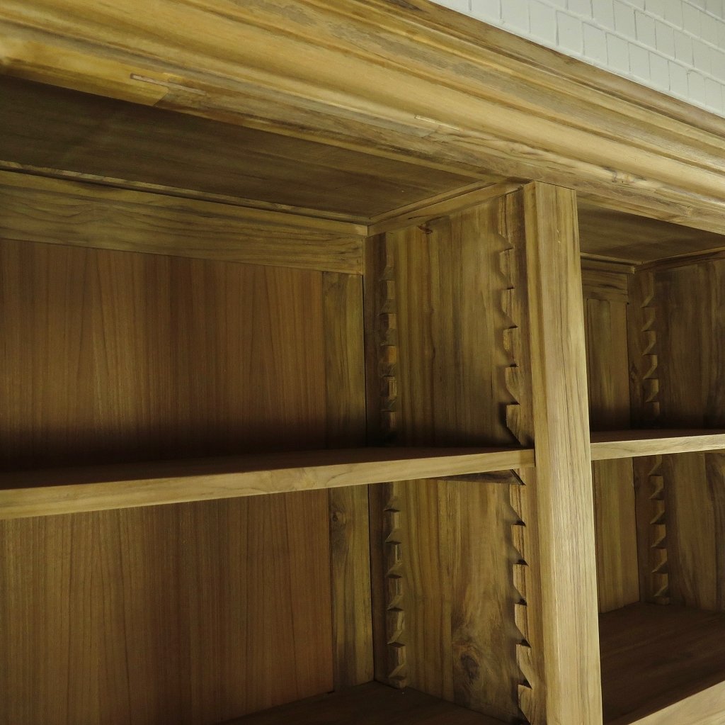 Bibliotheksschrank Wandregal 2,40 m Teakholz