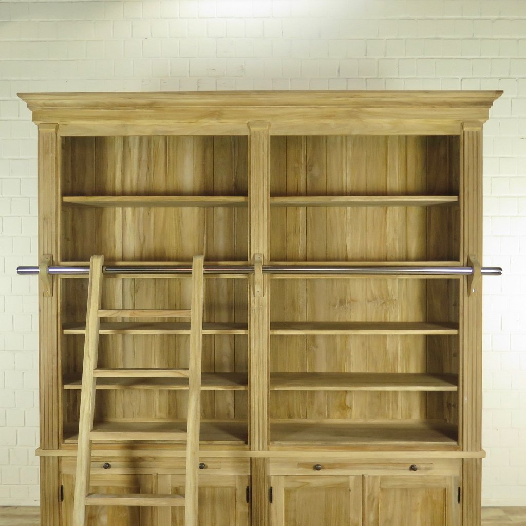 Bibliotheksschrank Schrank 2,42 m Teakholz