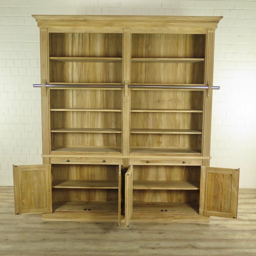 Bibliotheksschrank Schrank 2,42 m Teakholz