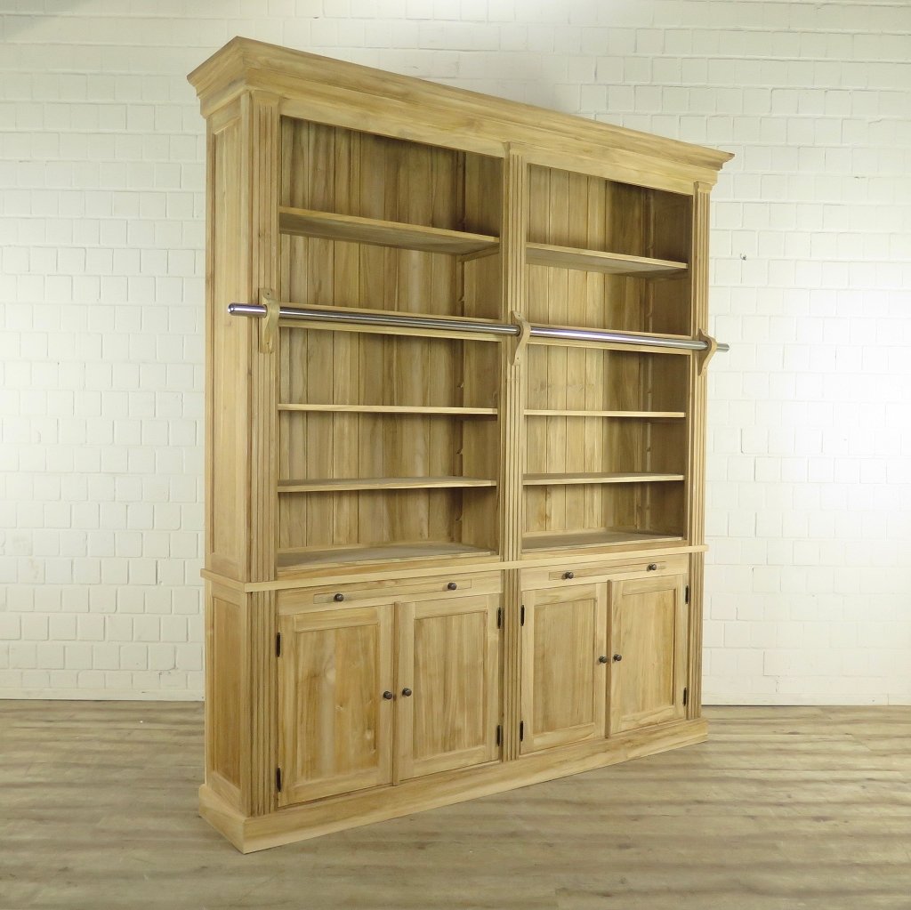 Bibliotheksschrank Schrank 2,42 m Teakholz 