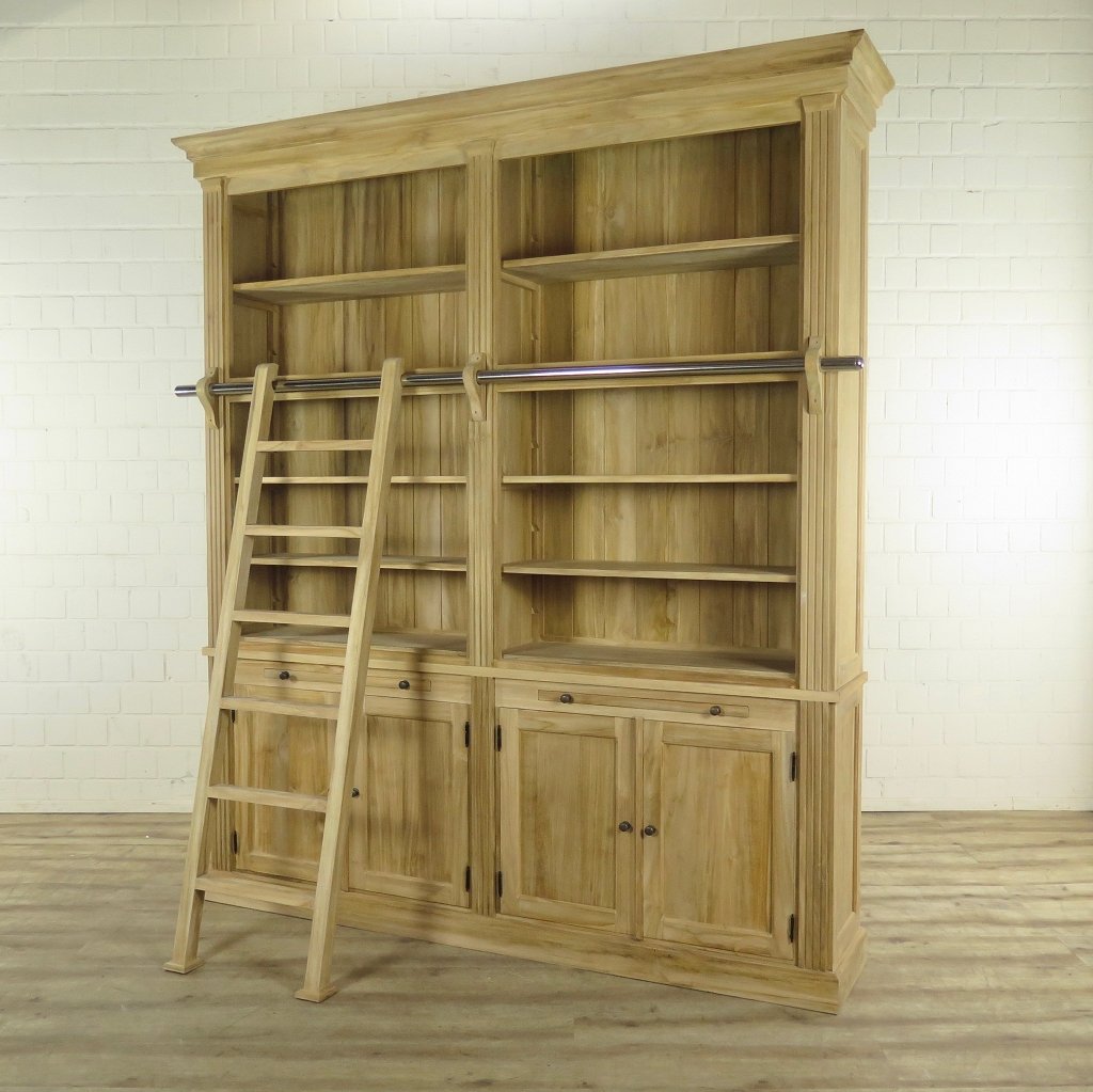 Bibliotheksschrank Schrank 2,42 m Teakholz