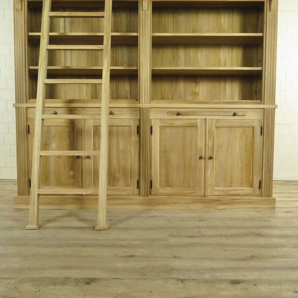 Bibliotheksschrank Schrank 2,42 m Teakholz