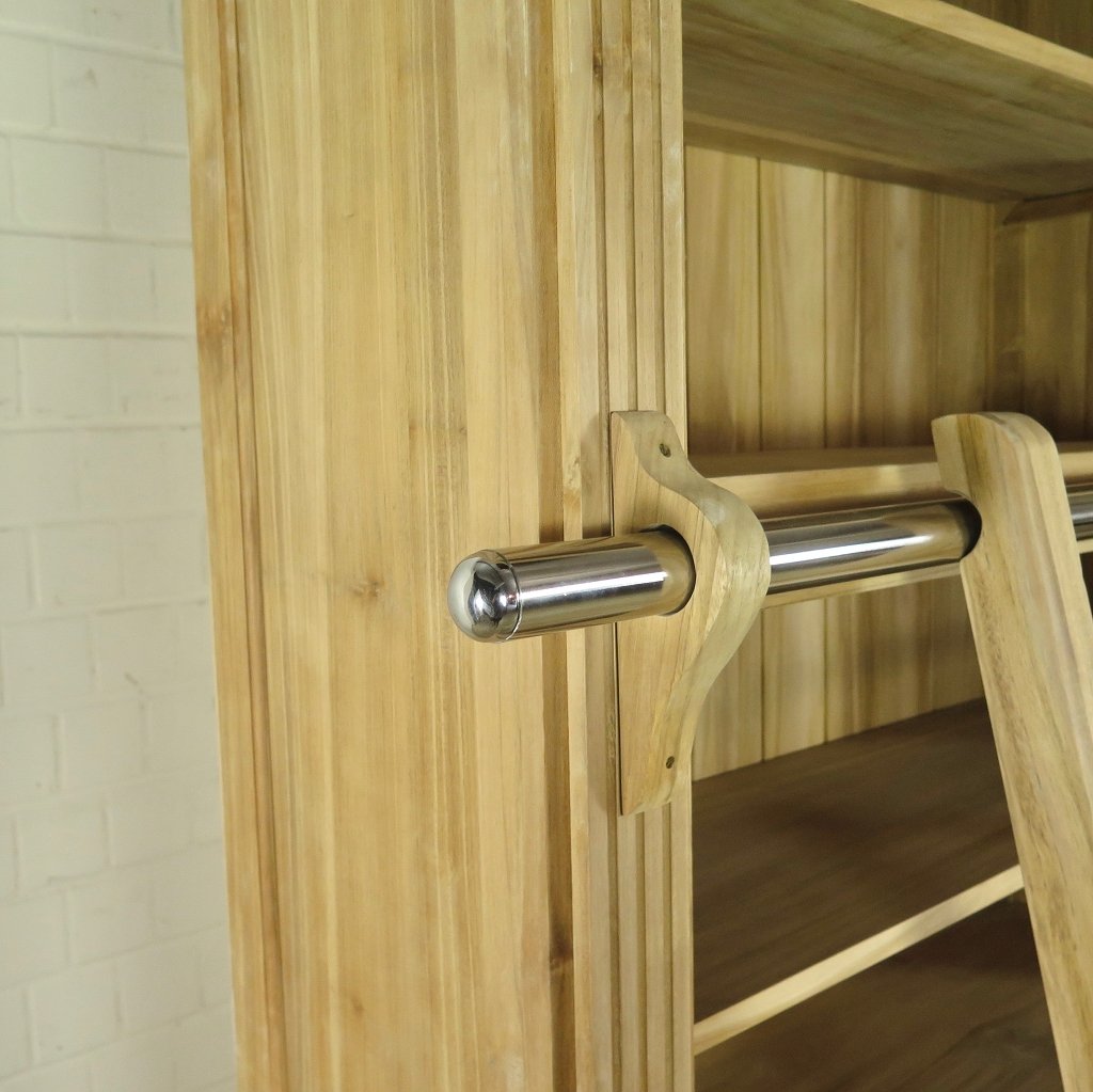 Bibliotheksschrank Schrank 2,42 m Teakholz