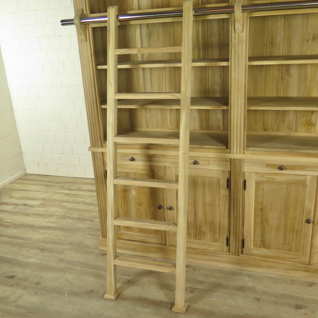 Bibliotheksschrank Schrank 2,42 m Teakholz