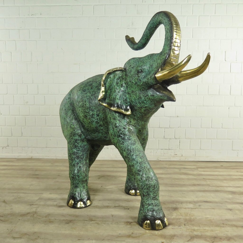 Skulptur Dekoration Elefant 1,32 m Bronze