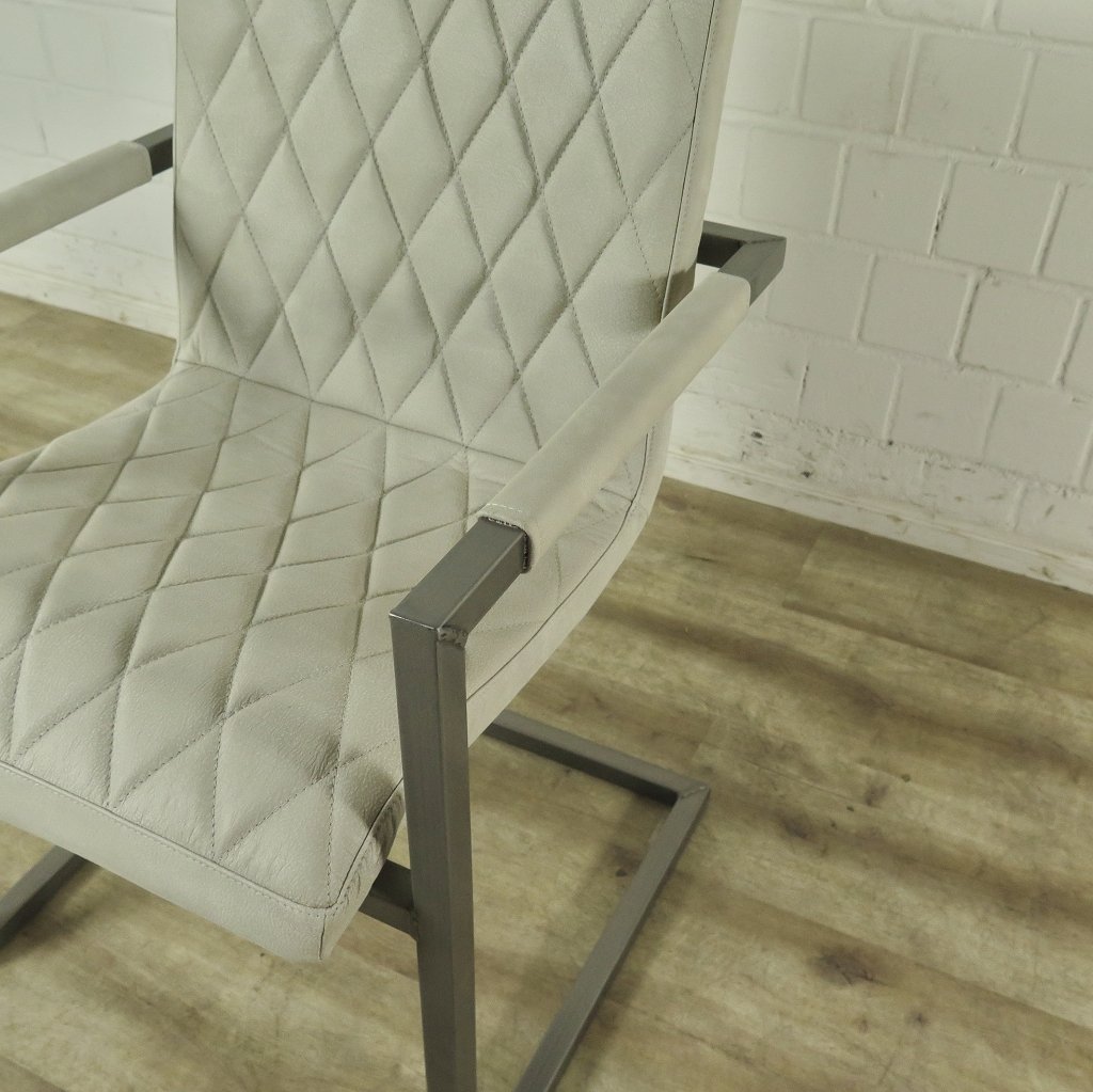 Stuhl Industrial Design Leder Weiß