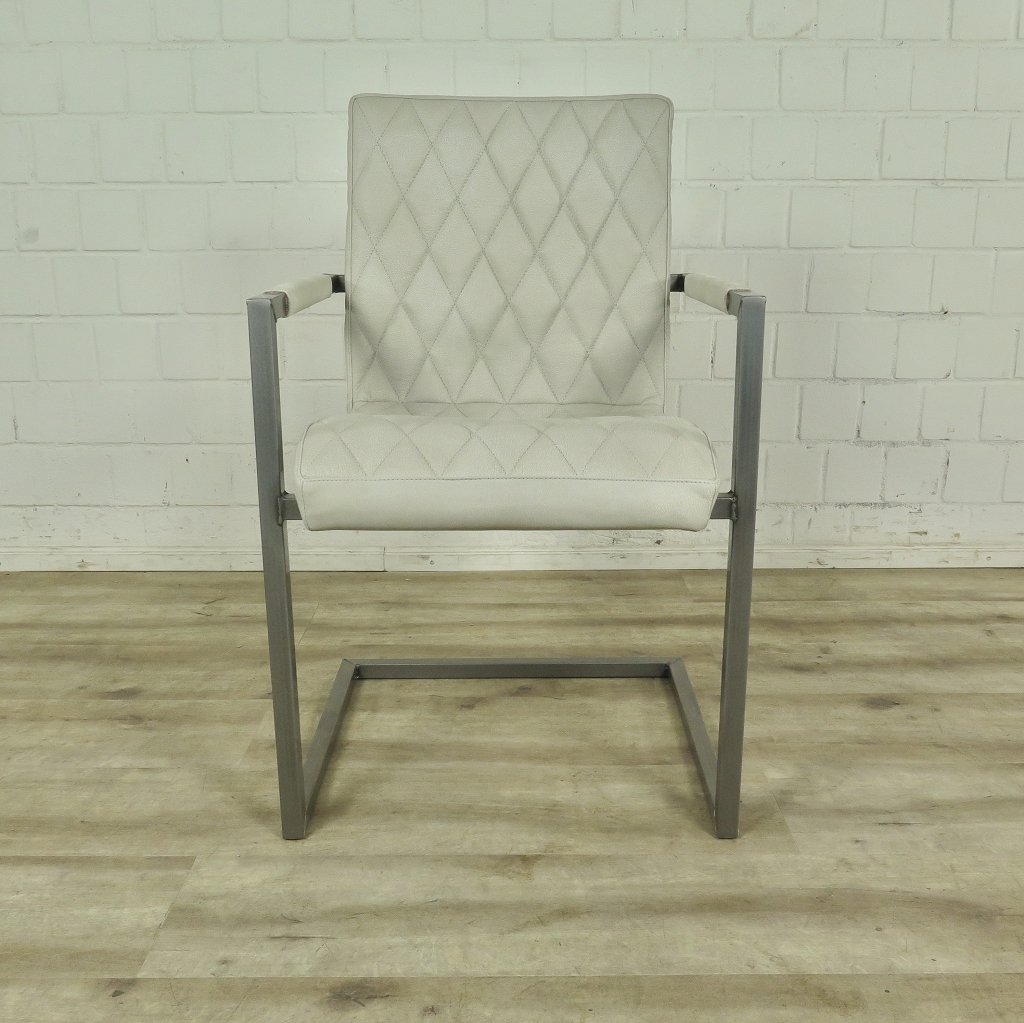 Stuhl Industrial Design Leder Weiß