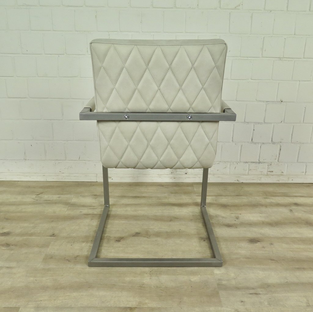Stuhl Industrial Design Leder Weiß
