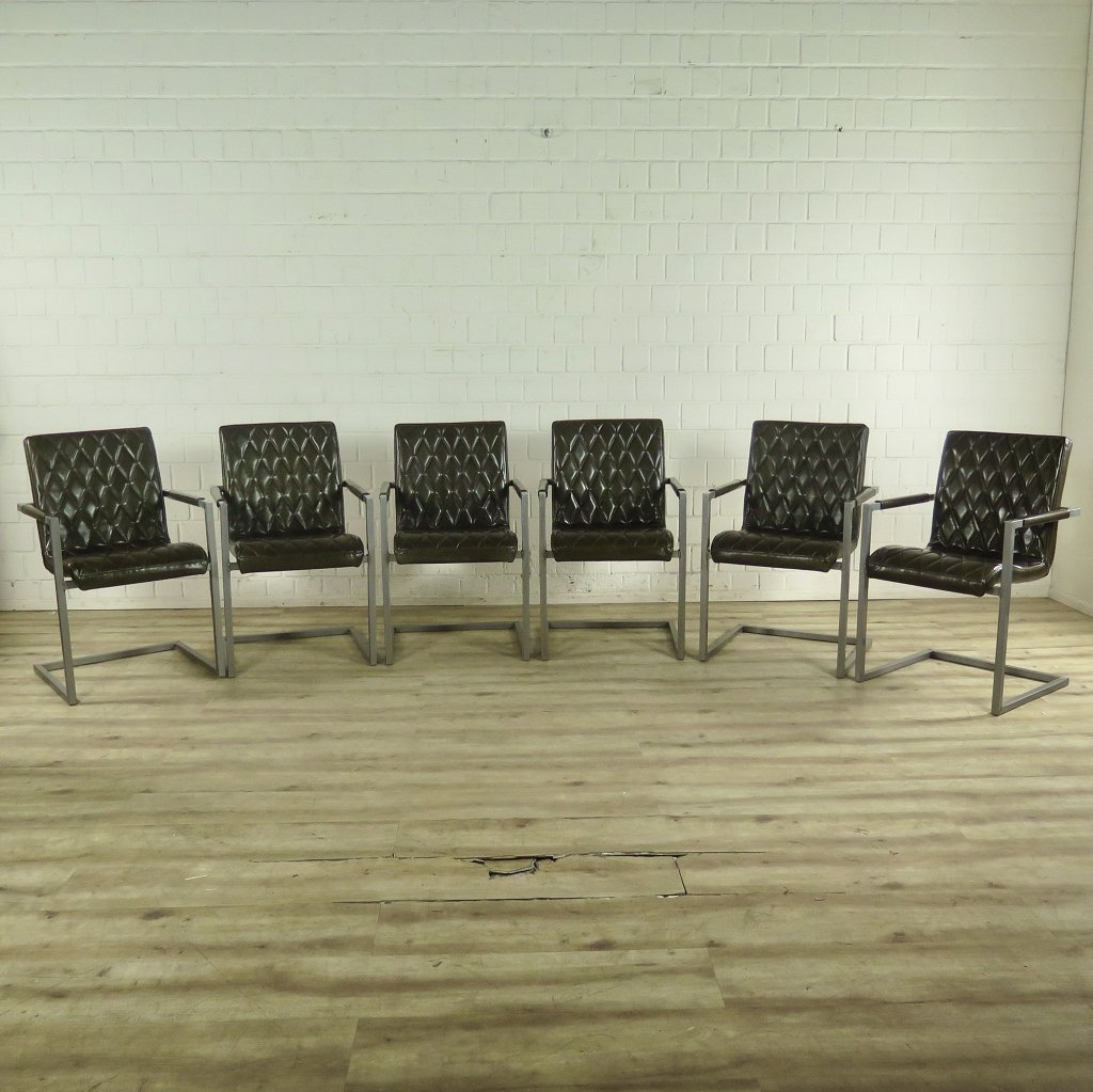 Stuhl Industrial Design Leder Olive