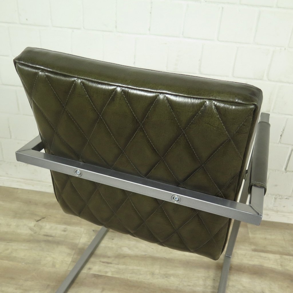 Stuhl Industrial Design Leder Olive