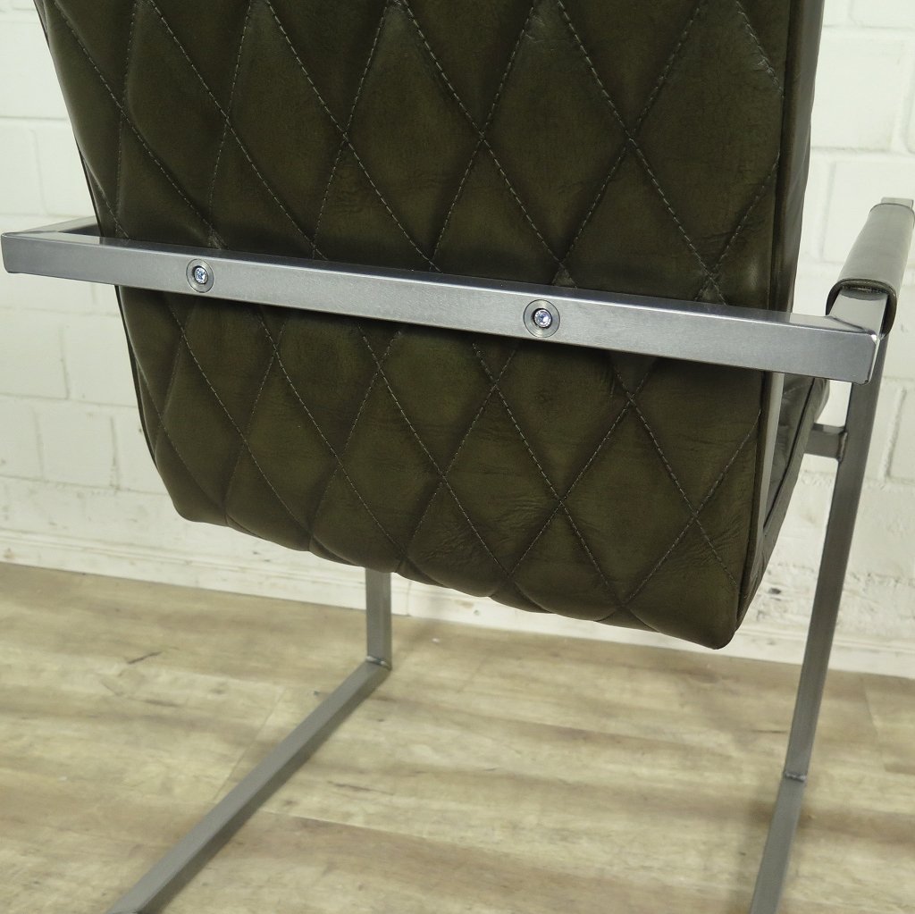 Stuhl Industrial Design Leder Olive
