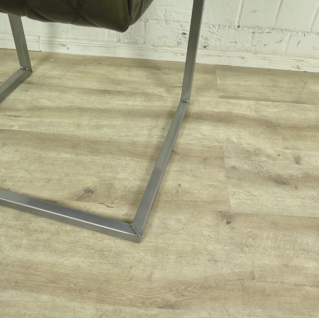 Stuhl Industrial Design Leder Olive