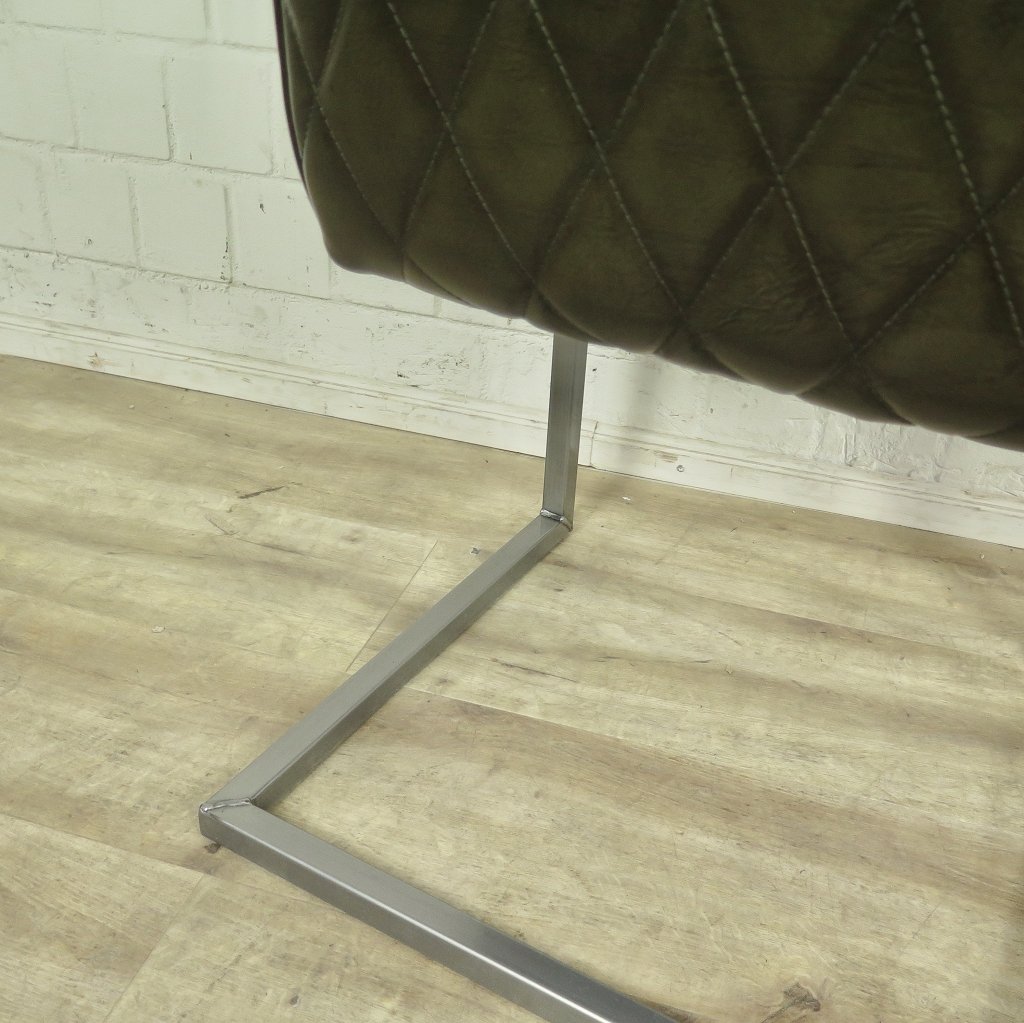Stuhl Industrial Design Leder Olive
