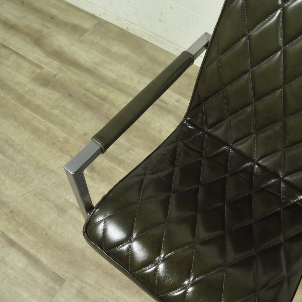 Stuhl Industrial Design Leder Olive