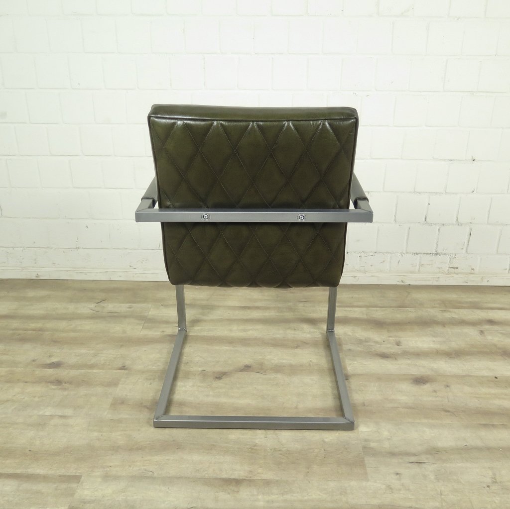 Stuhl Industrial Design Leder Olive