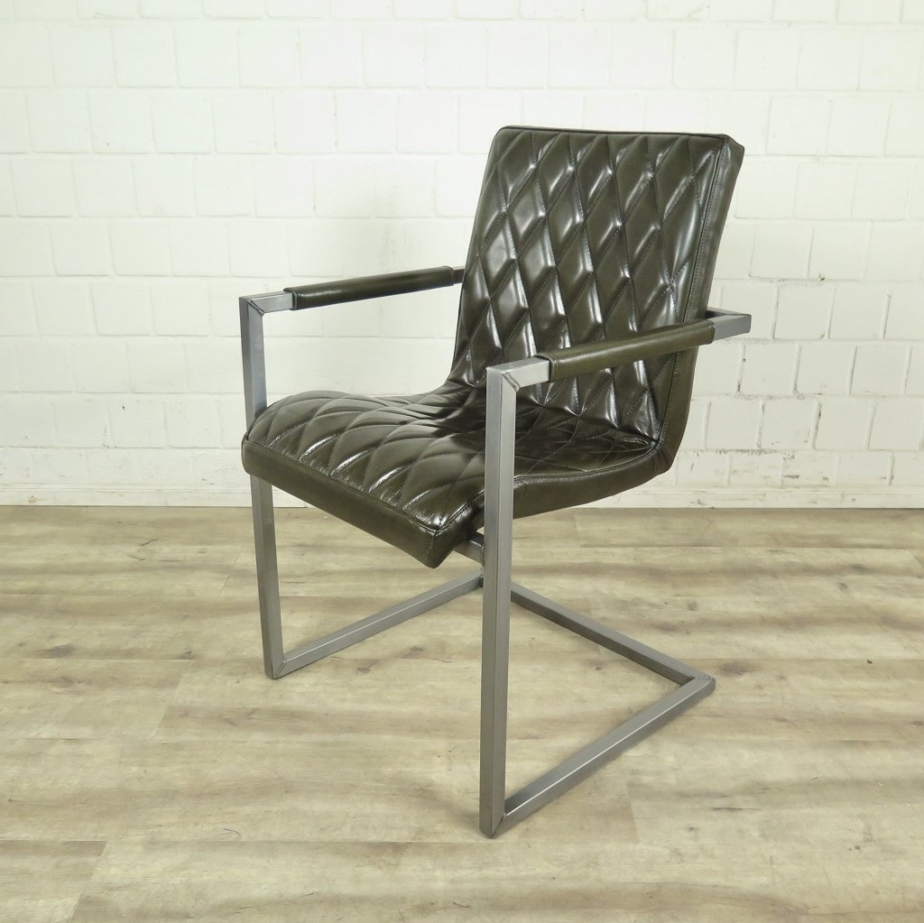 Stuhl Industrial Design Leder Olive