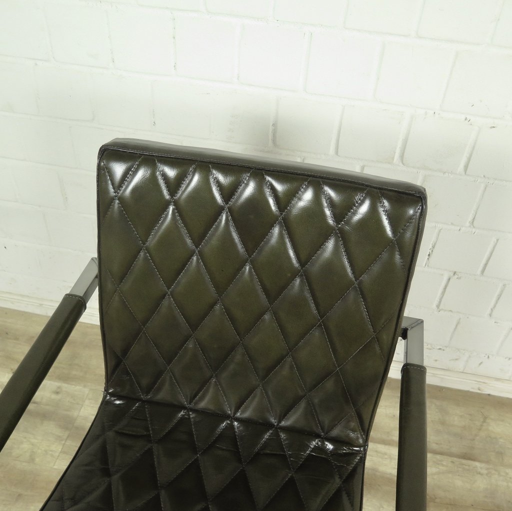 Stuhl Industrial Design Leder Olive