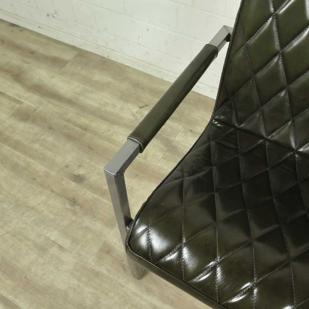 Stuhl Industrial Design Leder Olive