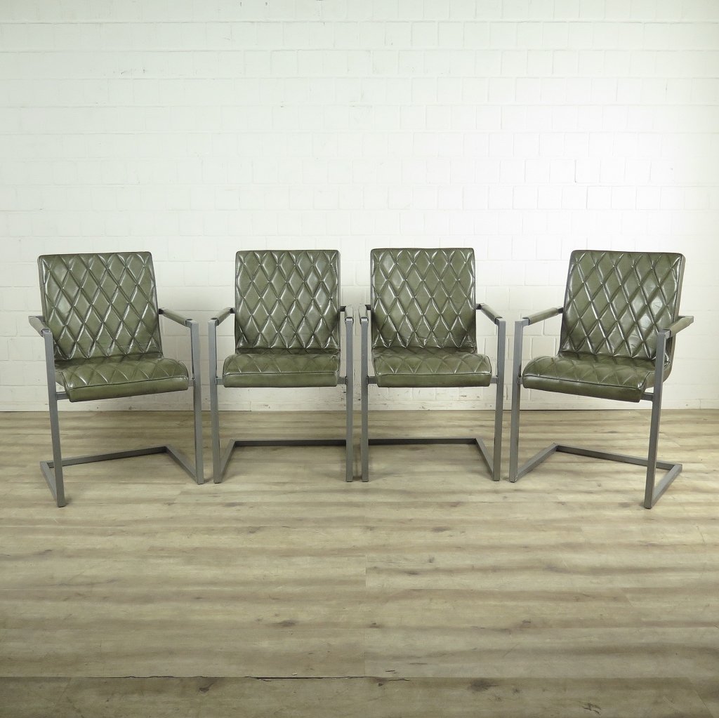 Stuhl Industrial Design Leder Lagunen Grün