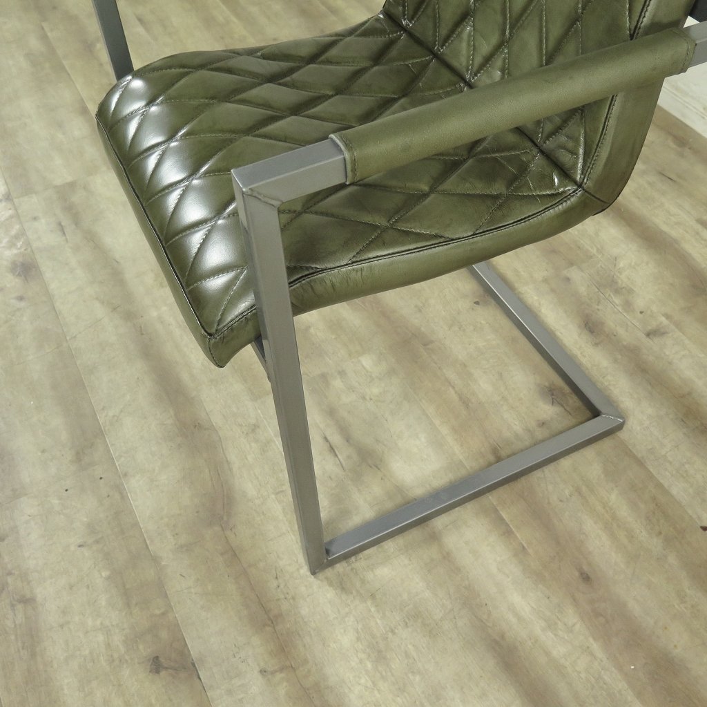 Stuhl Industrial Design Leder Lagunen Grün