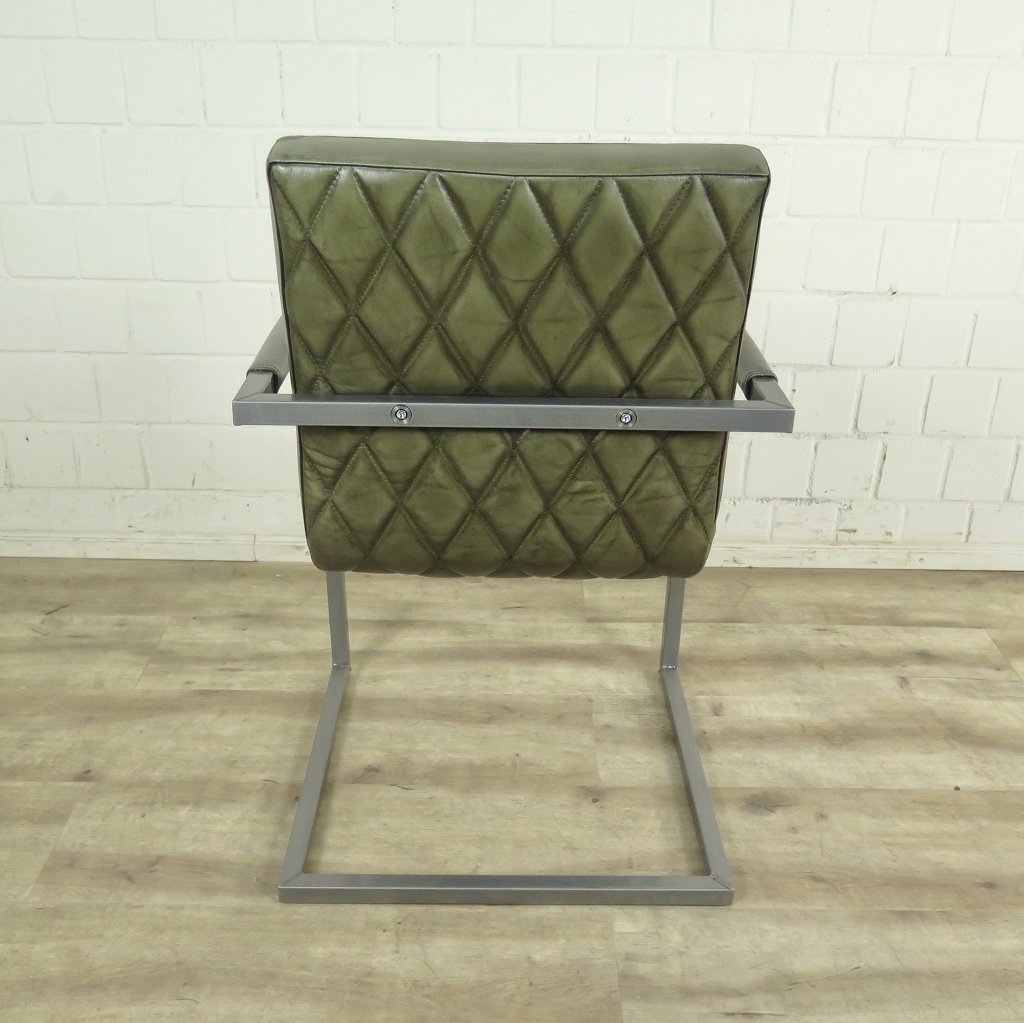 Stuhl Industrial Design Leder Lagunen Grün