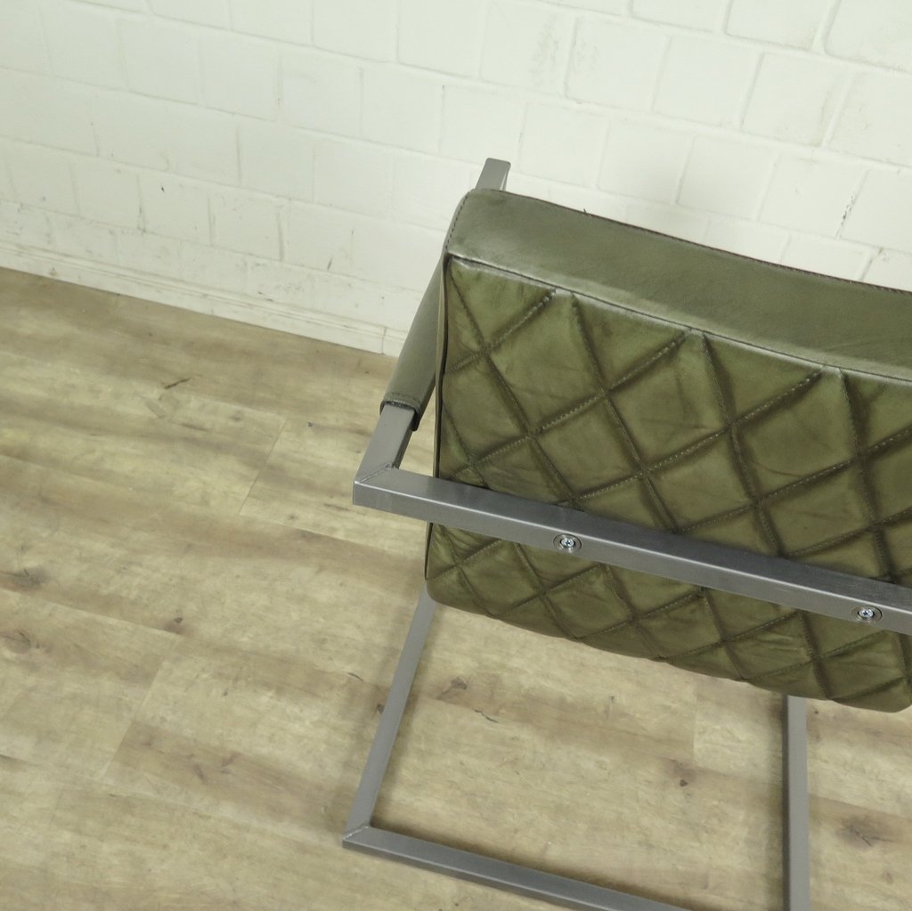 Stuhl Industrial Design Leder Lagunen Grün