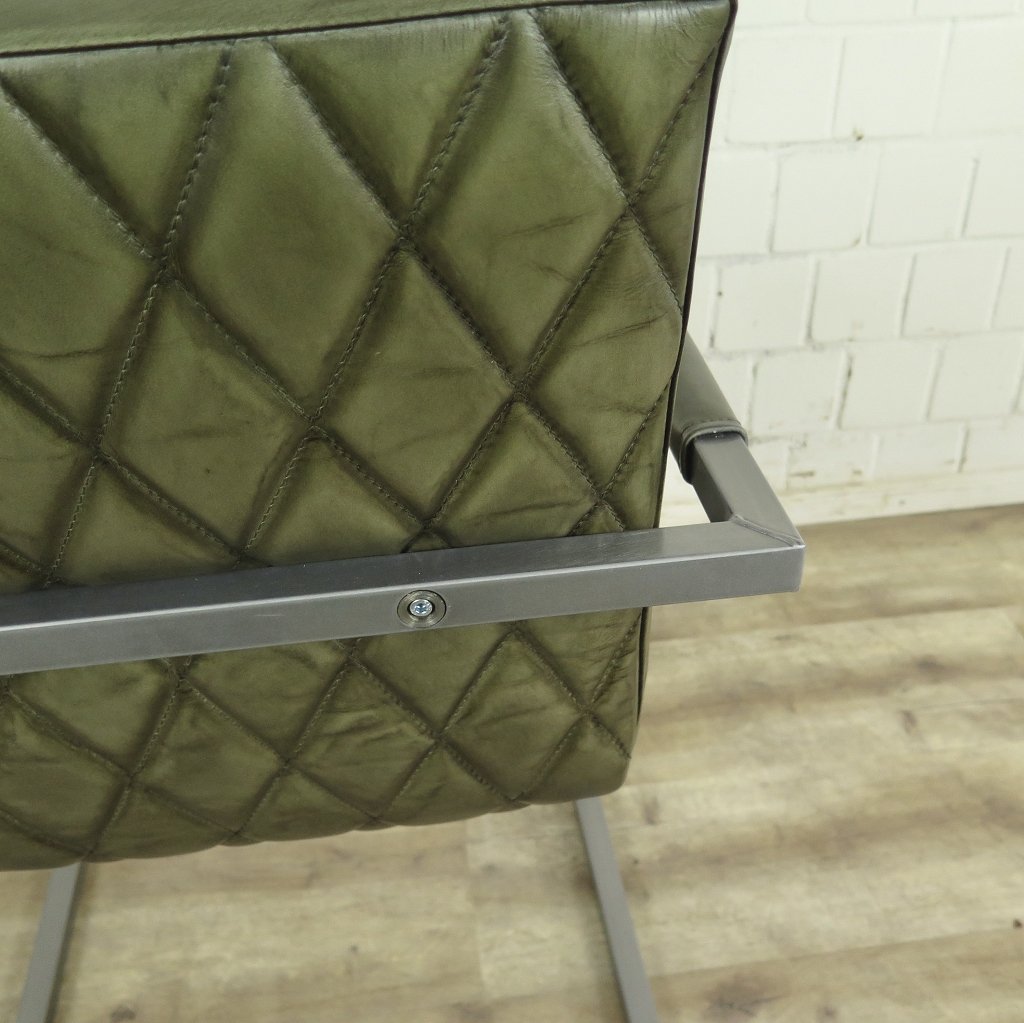 Stuhl Industrial Design Leder Lagunen Grün