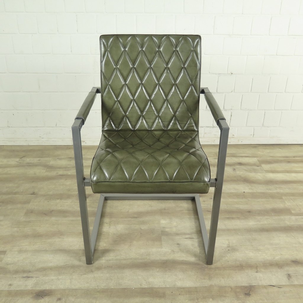 Stuhl Industrial Design Leder Lagunen Grün