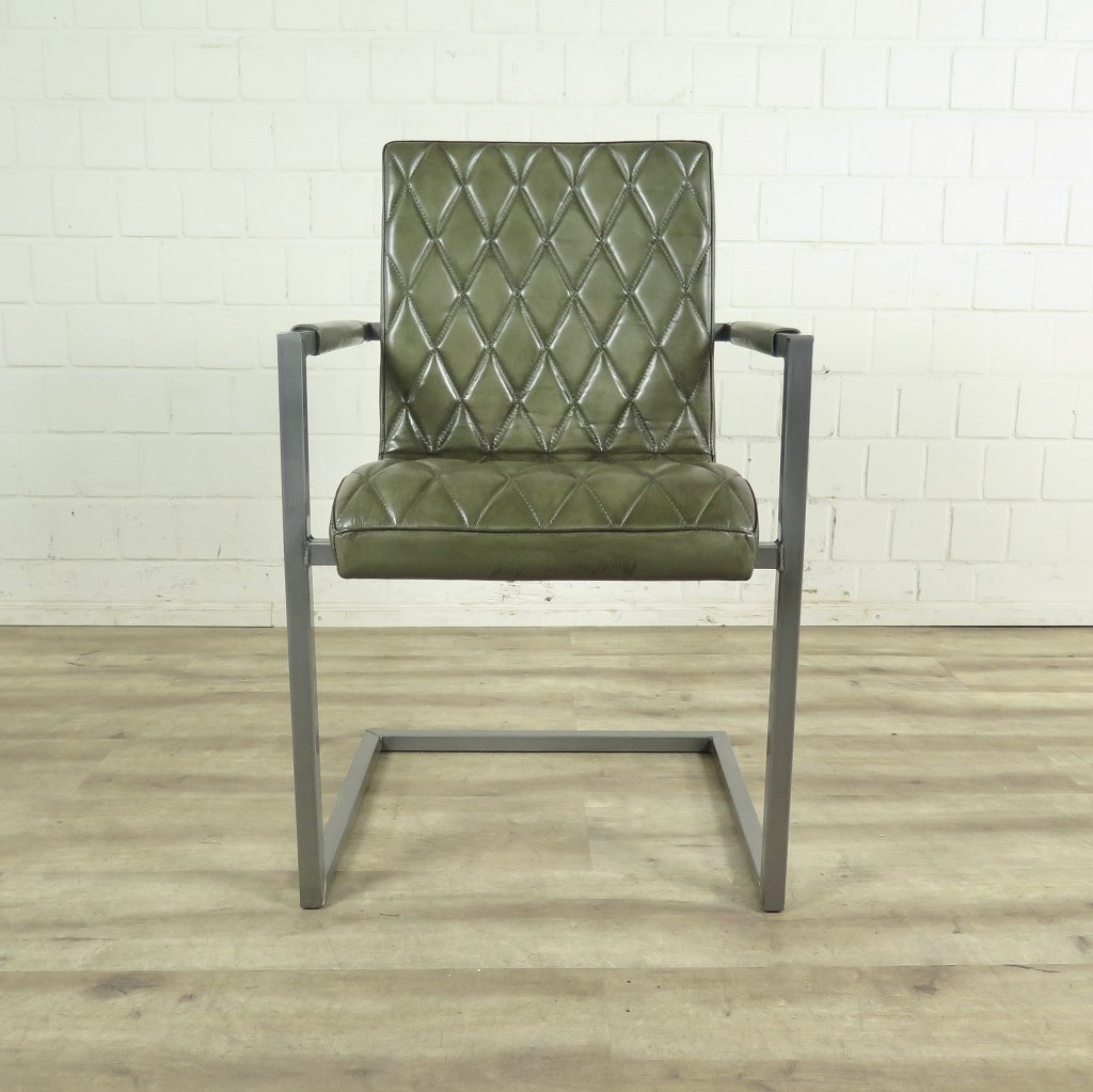 Stuhl Industrial Design Leder Lagunen Grün