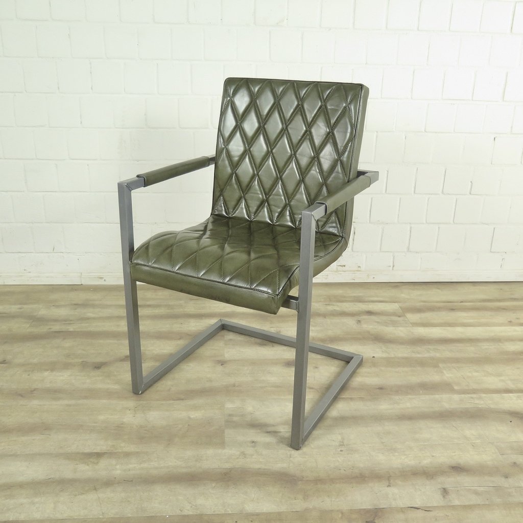 Stuhl Industrial Design Leder Lagunen Grün