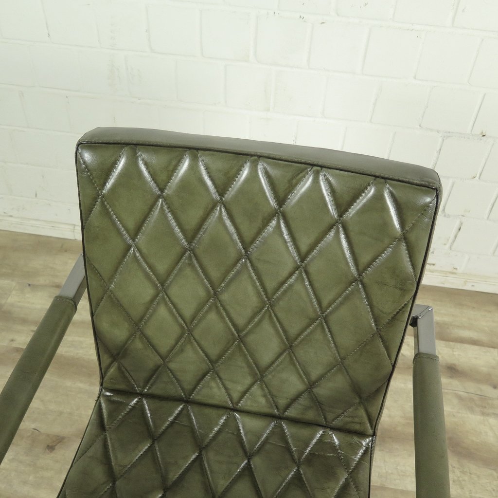 Stuhl Industrial Design Leder Lagunen Grün