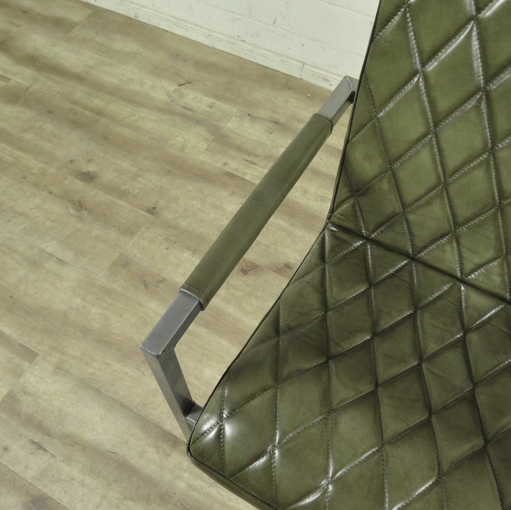 Stuhl Industrial Design Leder Lagunen Grün