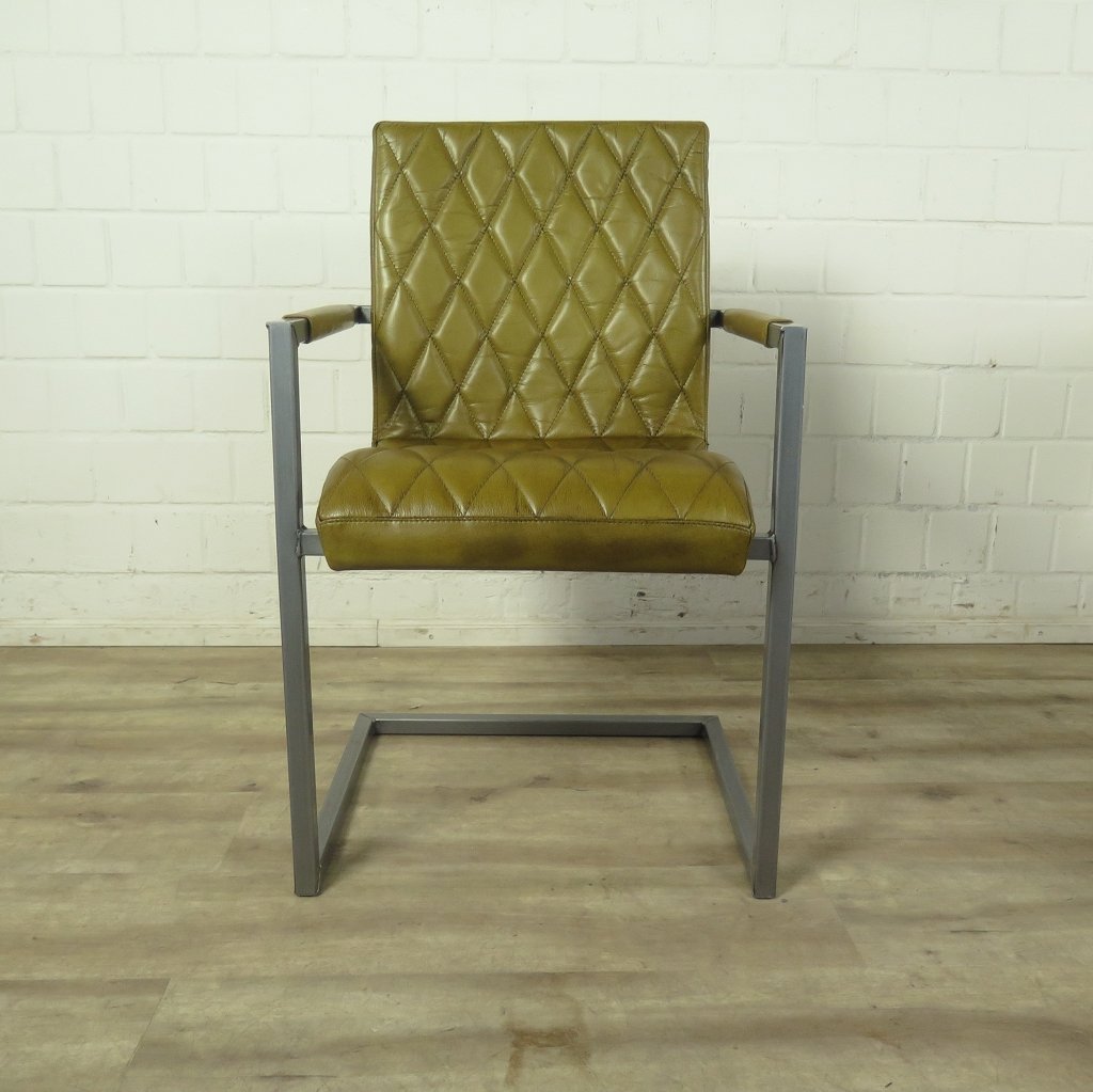 Stuhl Industrial Design Leder Lime