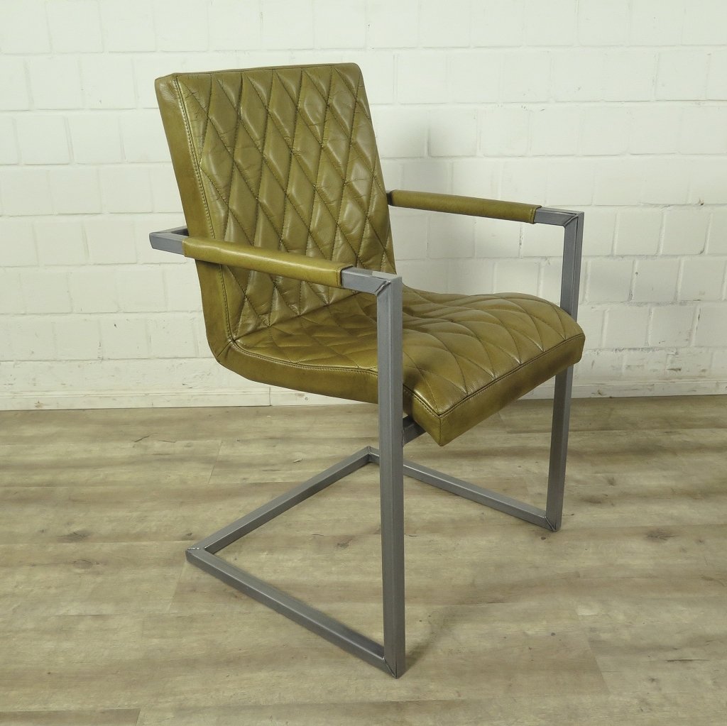Stuhl Industrial Design Leder Lime