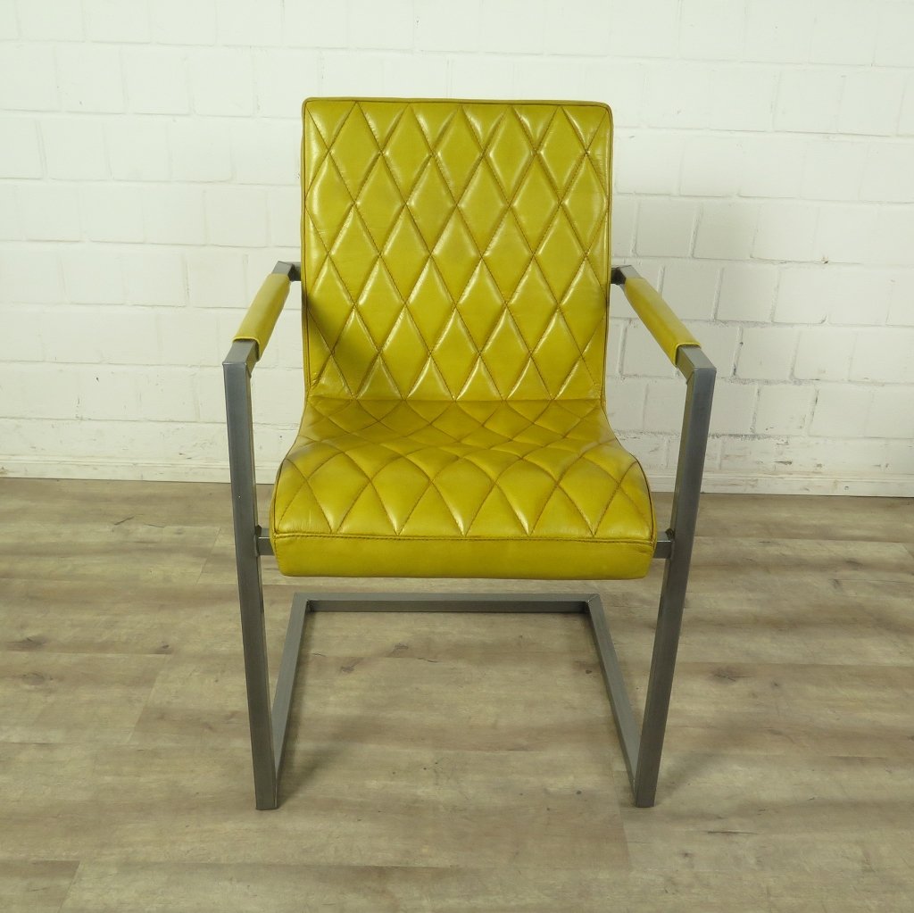 Stuhl Industrial Design Leder Gelb