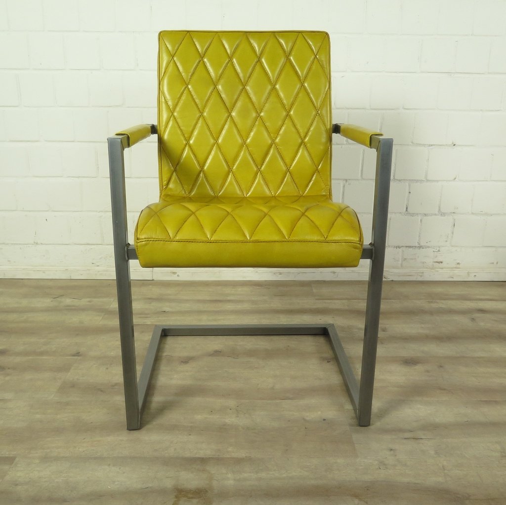 Stuhl Industrial Design Leder Gelb